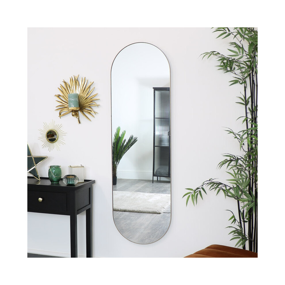 Gold Oval Wall Mirror 140cm x 40cm