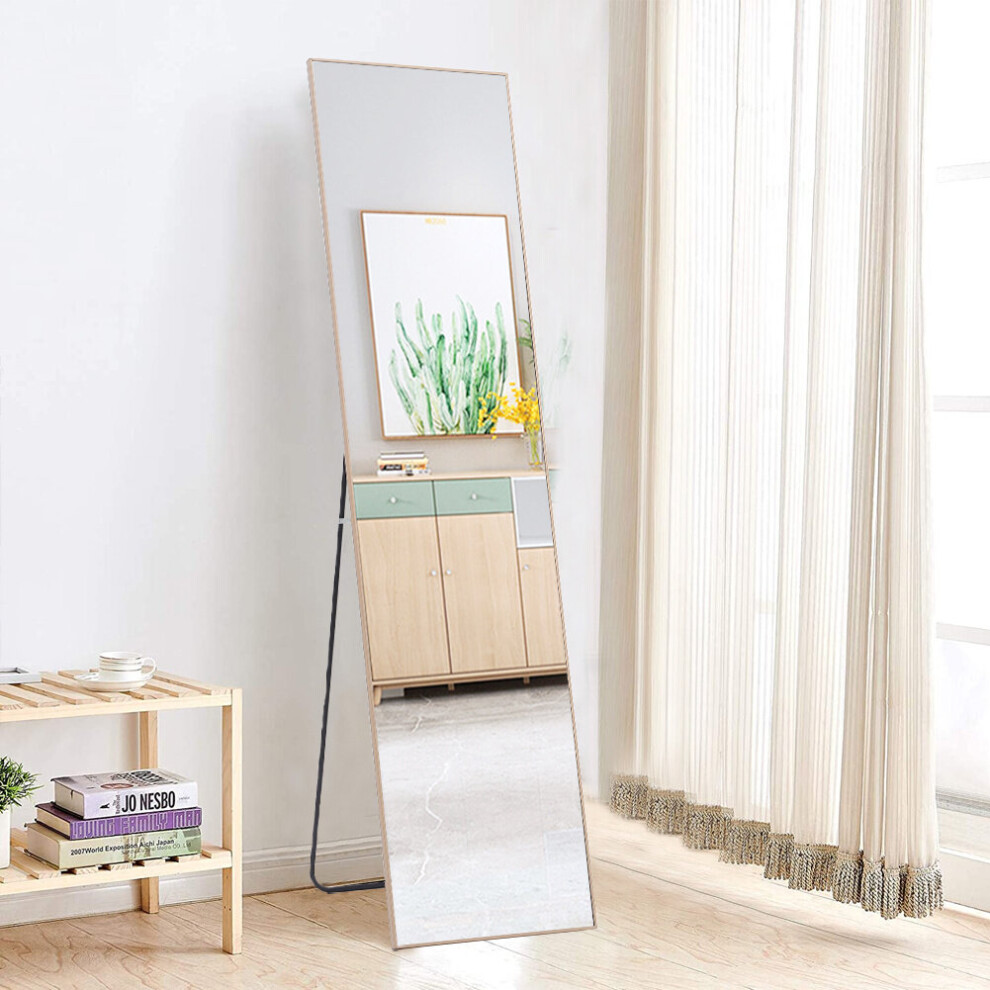 (Gold) Rectangular Full Length Mirror Freestanding Hanging Mirror