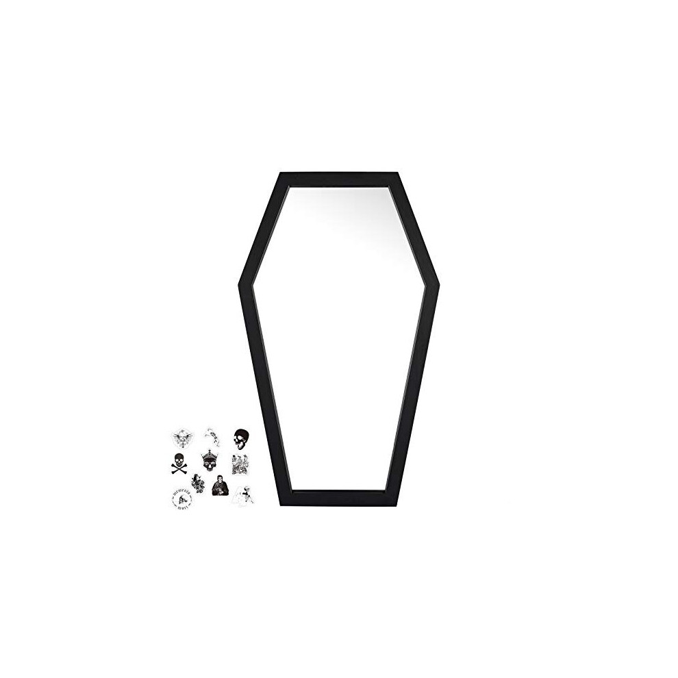 Gothvanity Coffin Mirror - Gothic Decorations for Bedroom ,Living Room or Bathroom - Hooks Included - Large an