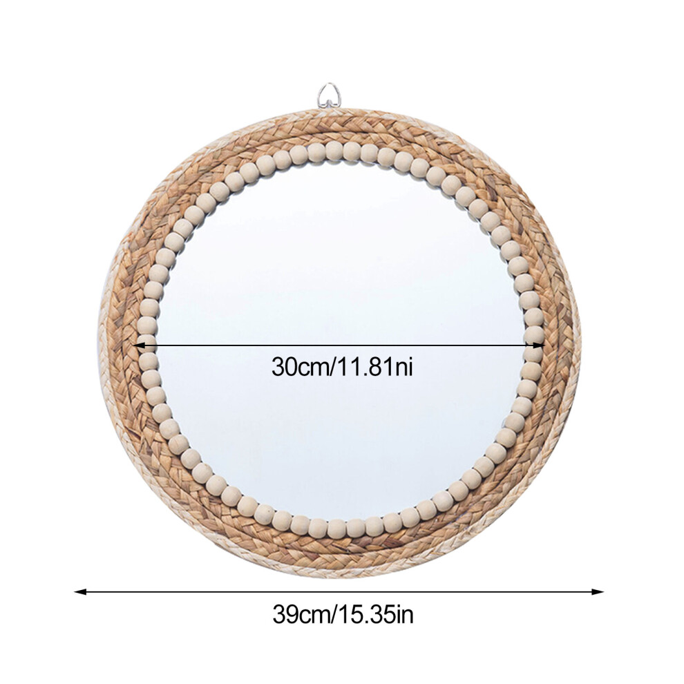 Grass Woven Wall Mirrors 16in Round Mirrors With Suspending Hook Vintage Mirroring Tools In Bohemian Nordic And Rustic - Image 6