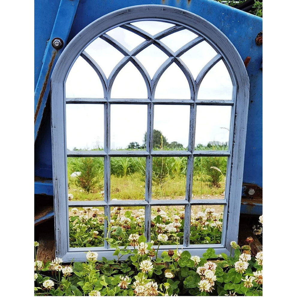 Grey Rustic Soho Window Style Mirror Elegant Vintage Hallway 50x71Cm