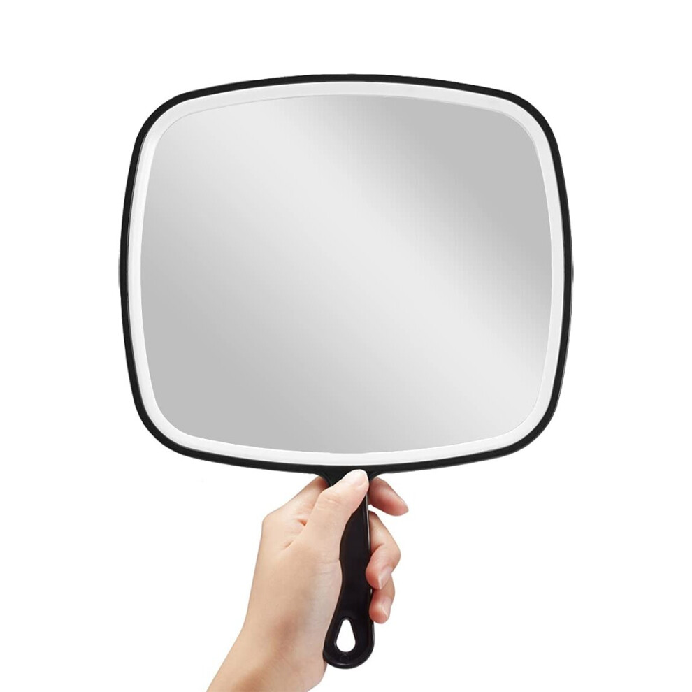 Hand Mirror, Extra Large Black Handheld Mirror with Handle, 9" W X 12.4" L
