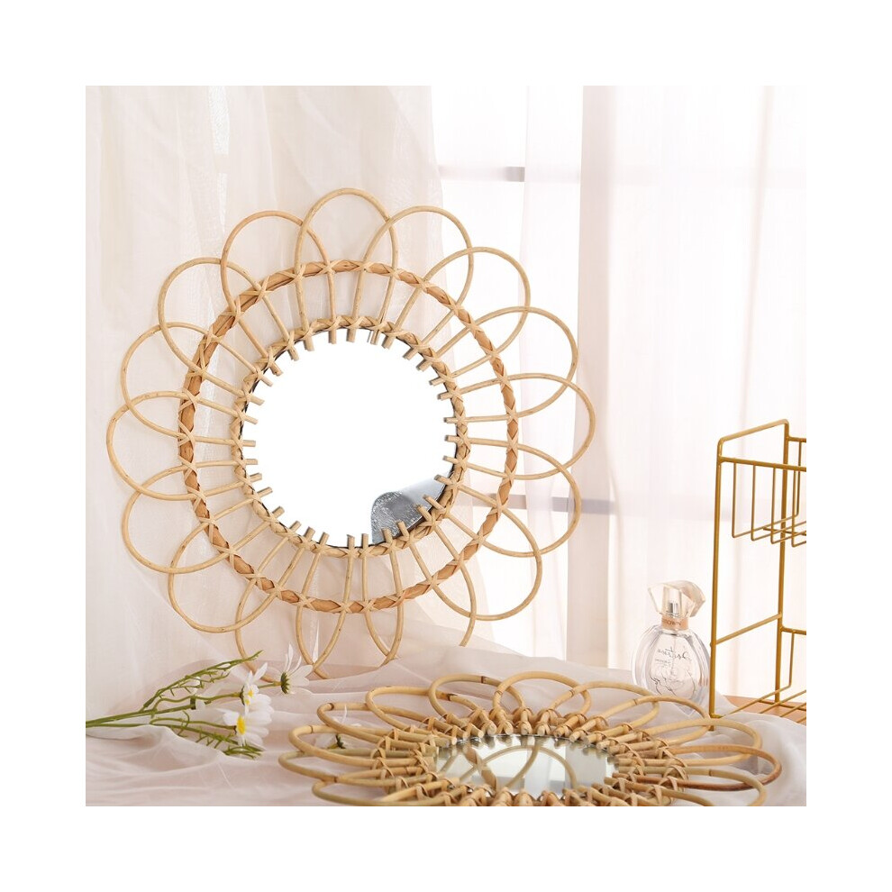 Hand Woven Rattan Dressing Mirror Innovative Art Decoration Makeup Mirrors Bathroom Bedroom Wall Hanging Mirror QX2E