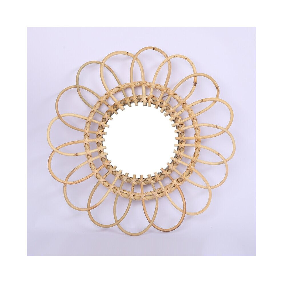 Hand Woven Rattan Dressing Mirror Innovative Art Decoration Makeup Mirrors Bathroom Bedroom Wall Hanging Mirror