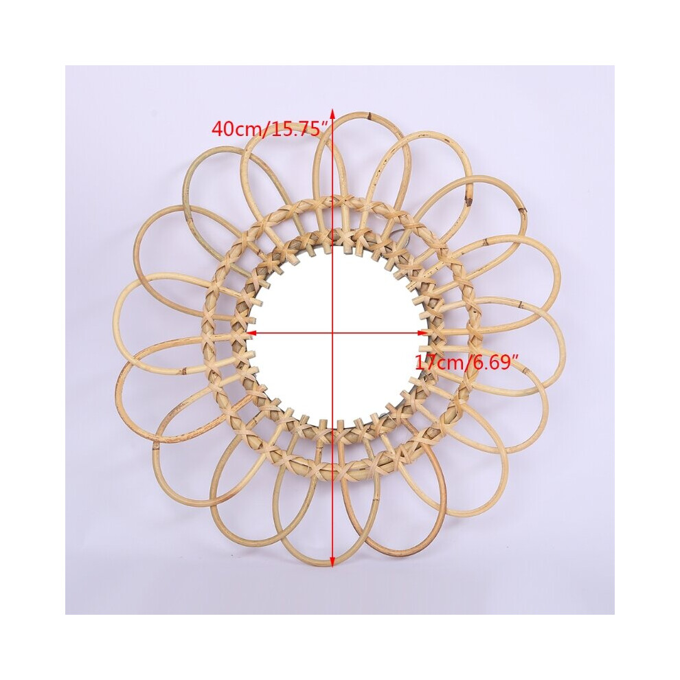 Hand Woven Rattan Dressing Mirror Innovative Art Decoration Makeup Mirrors Props