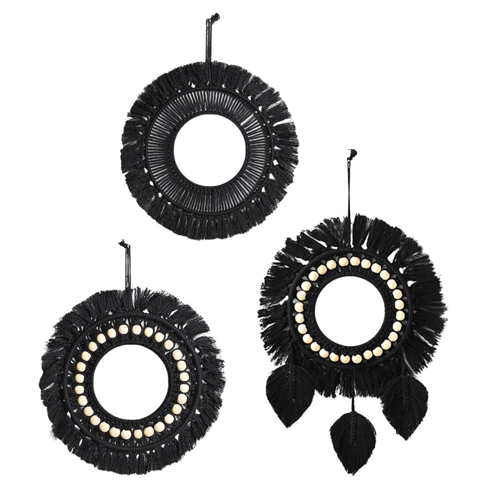 Hanging Wall Mirror Boho Baby Nursery Apartment Macrame Round Mirror Decor