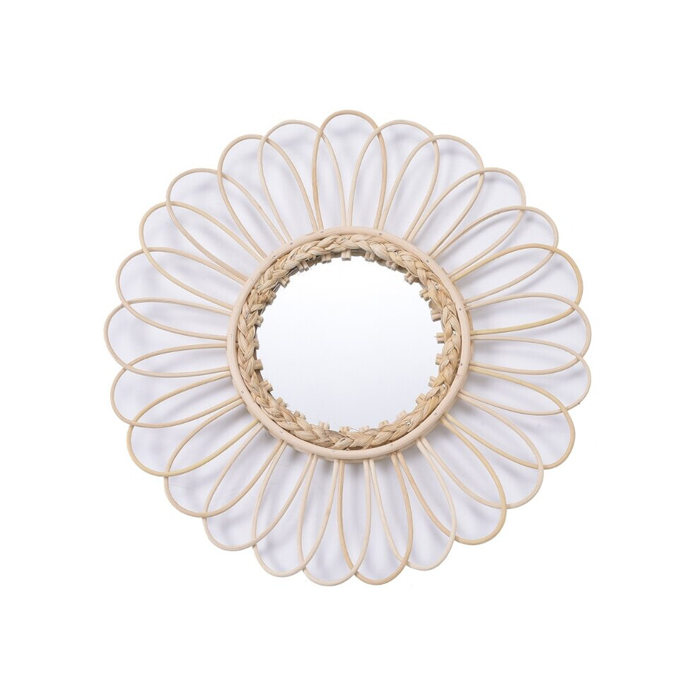 Hanging Wall Mirror Rattan Innovative Art Decor Flower Makeup Dressing Mirrors for Apartment Living Room Bedroom Bathroom G99A