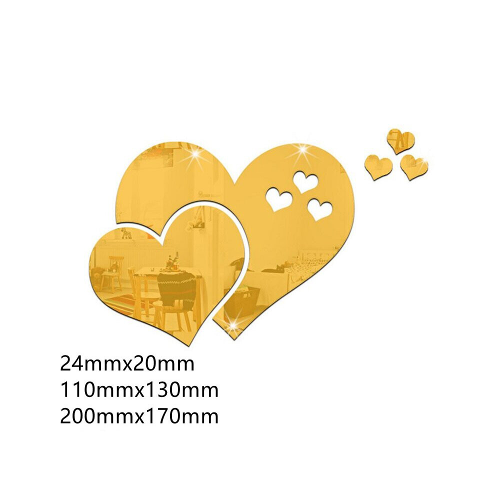 Heart Shape Wall Sticker 3D Mirror Acrylic Self Adhesive Modern Poster TV Background Ceiling Wall Decoration DIY Decor