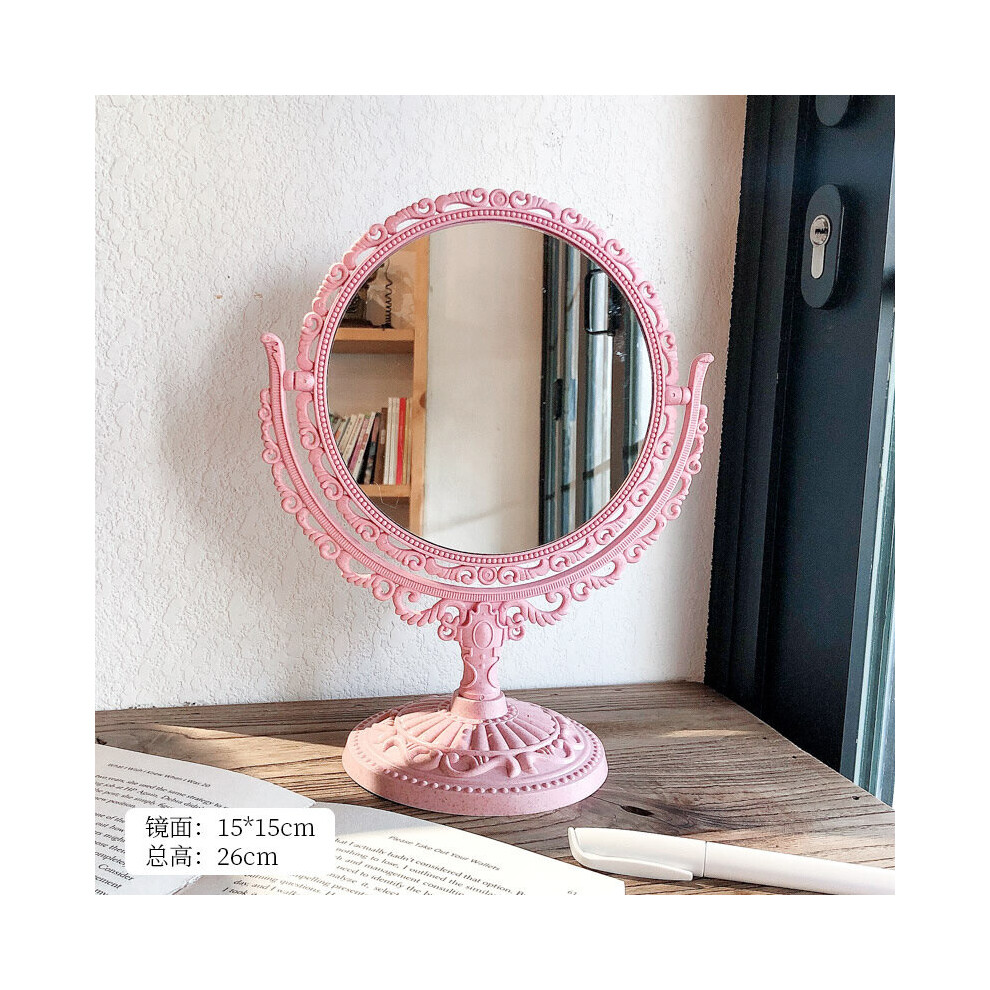 Heart Shaped Makeup Mirror Vintage European Style Acrylic Single Side Makeup Mirror 360 Degree Swivel Desktop Makeup Tools