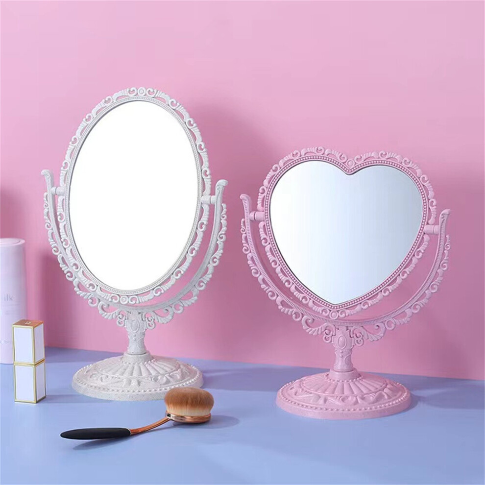 Heart Shaped Makeup Mirror Vintage Nordic Style Acrylic Double Side Makeup Mirror Rotatable Desktop Makeup Cosmetic Mirrors Tool - Image 2