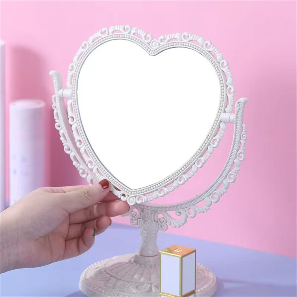 Heart Shaped Makeup Mirror Vintage Nordic Style Acrylic Double Side Makeup Mirror Rotatable Desktop Makeup Cosmetic Mirrors Tool - Image 3
