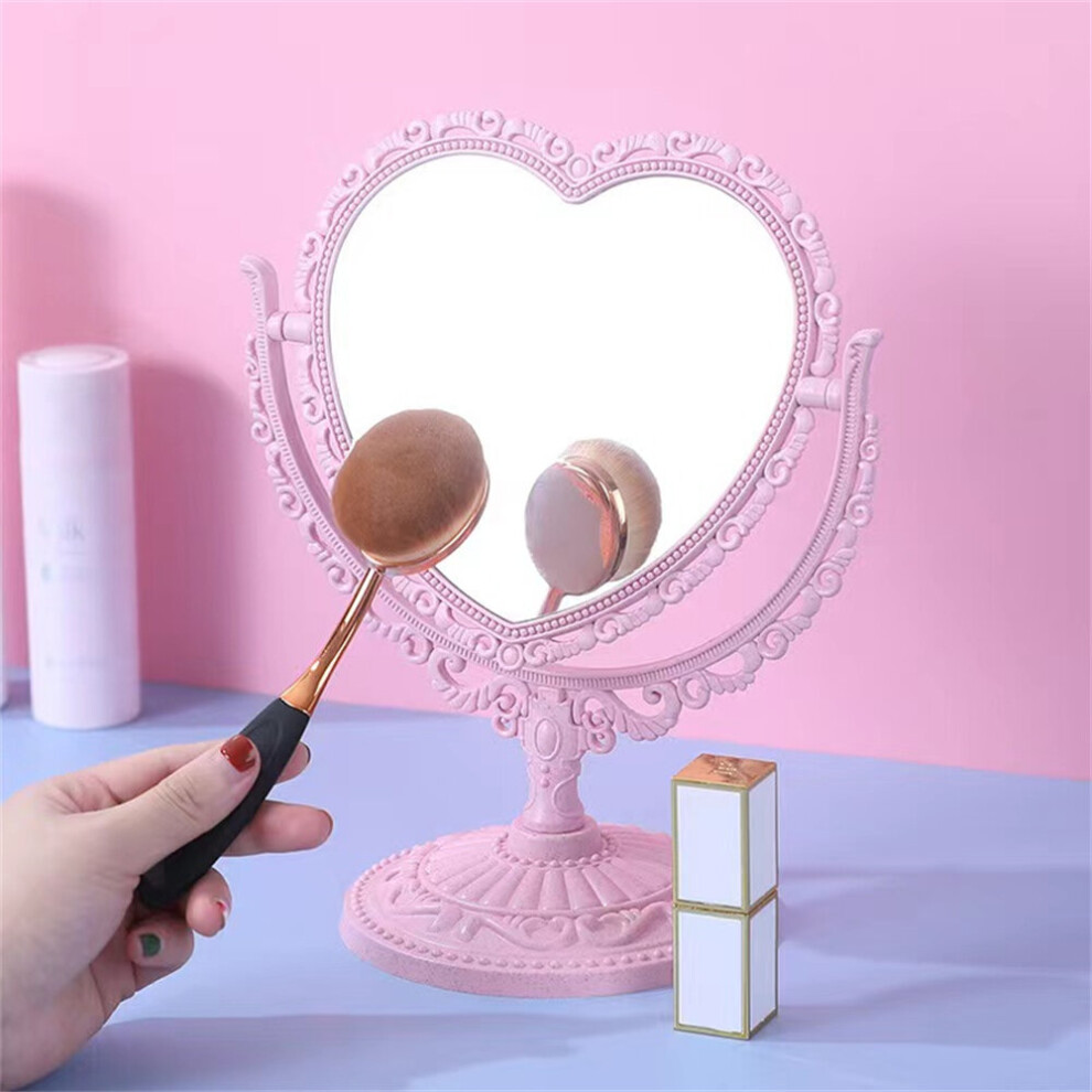 Heart Shaped Makeup Mirror Vintage Nordic Style Acrylic Double Side Makeup Mirror Rotatable Desktop Makeup Cosmetic Mirrors Tool - Image 4