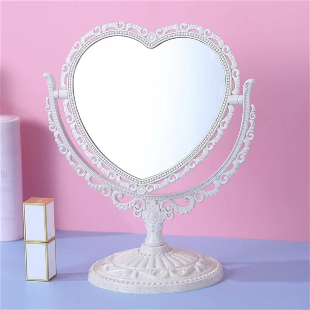 Heart Shaped Makeup Mirror Vintage Nordic Style Acrylic Double Side Makeup Mirror Rotatable Desktop Makeup Cosmetic Mirrors Tool - Image 6