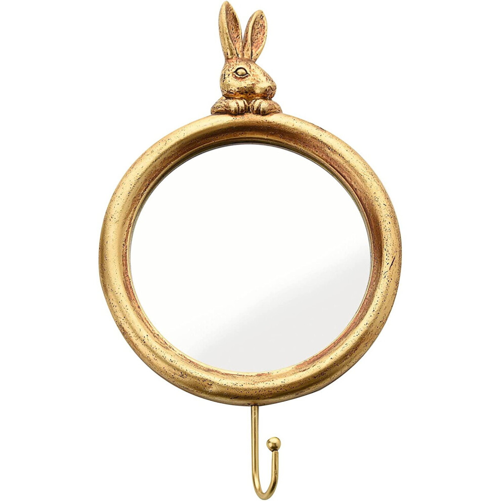 Hestia Vintage Homeware Gold Rabbit Round Wall Hanging Hook Mirror