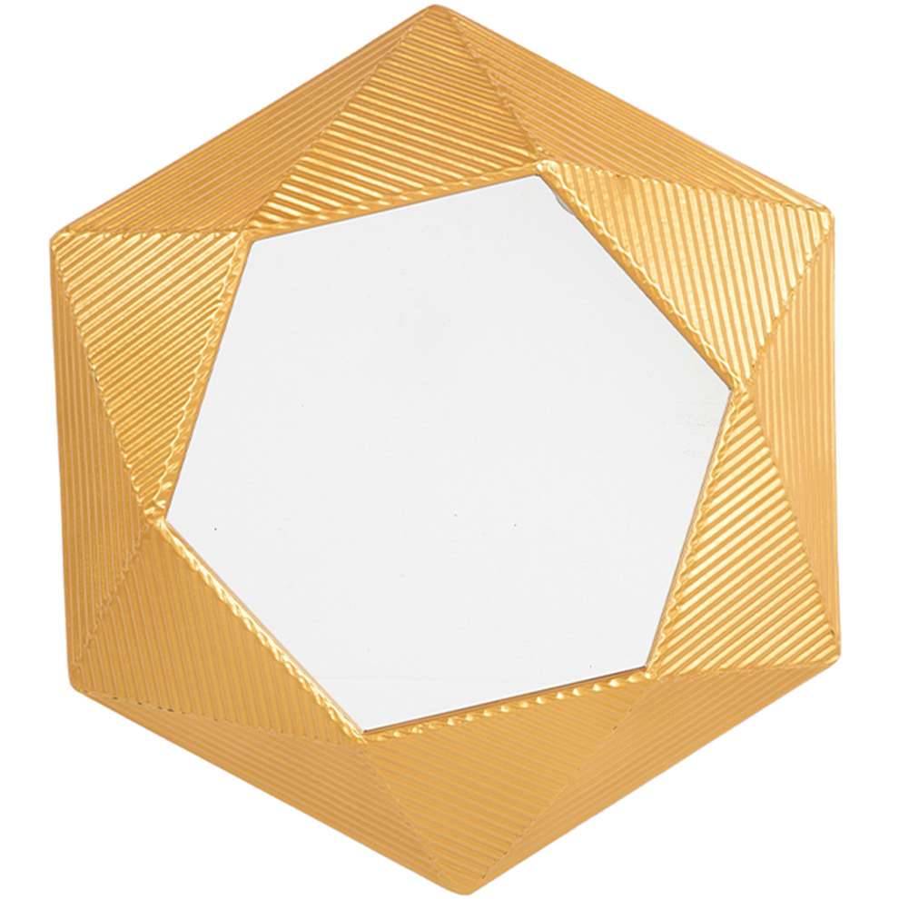 Hexagonal Metal Wall Mirror 60 x 51 cm Gold BASTIA