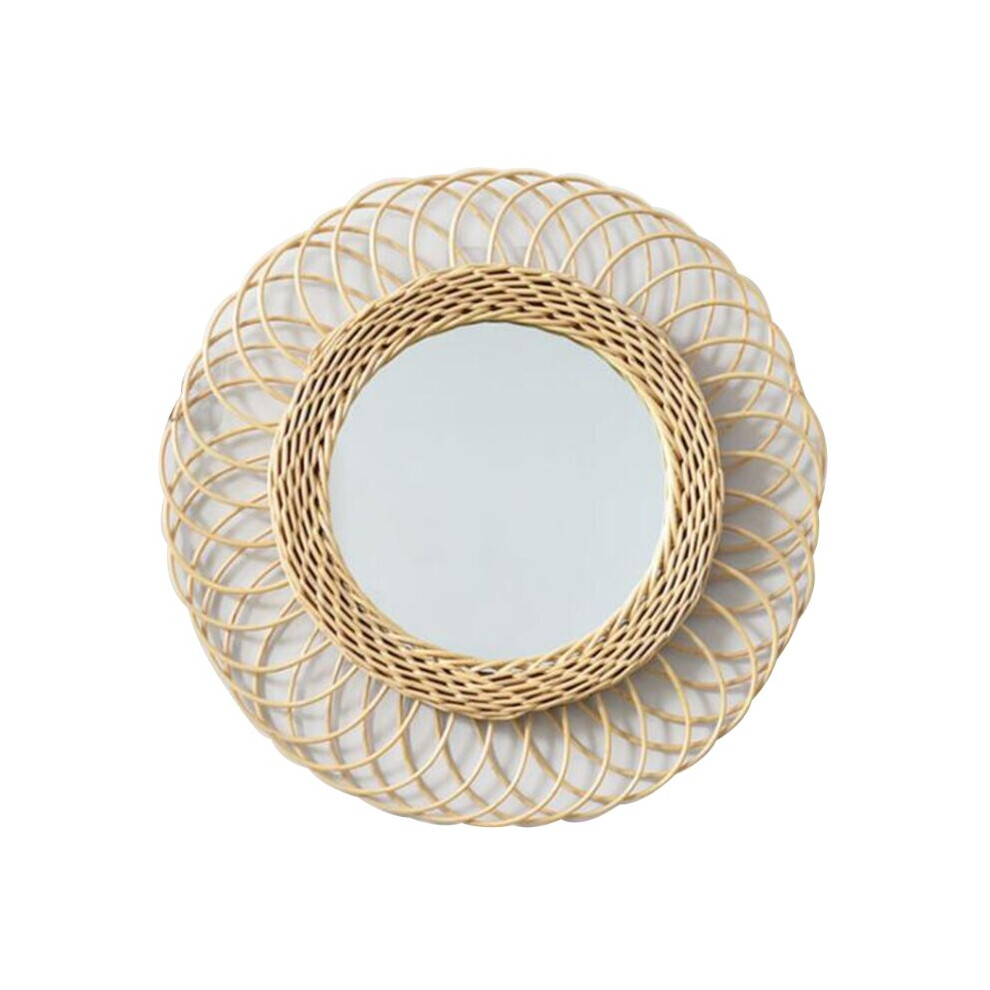 Hollow Flower Border Rattan Woven Wall Mirror Innovative Art Decoration Home Decor Mirror Sun Shape Decorative Makeup