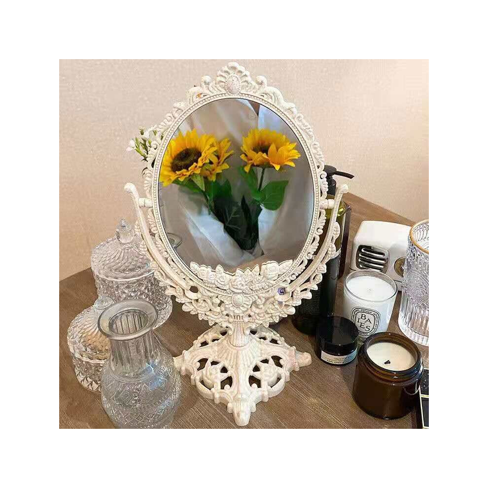 Home Decoration Accessories Ins French Retro Desktop Double Face Mirror Dormitory Rotating Princess Looking Glass Dressing