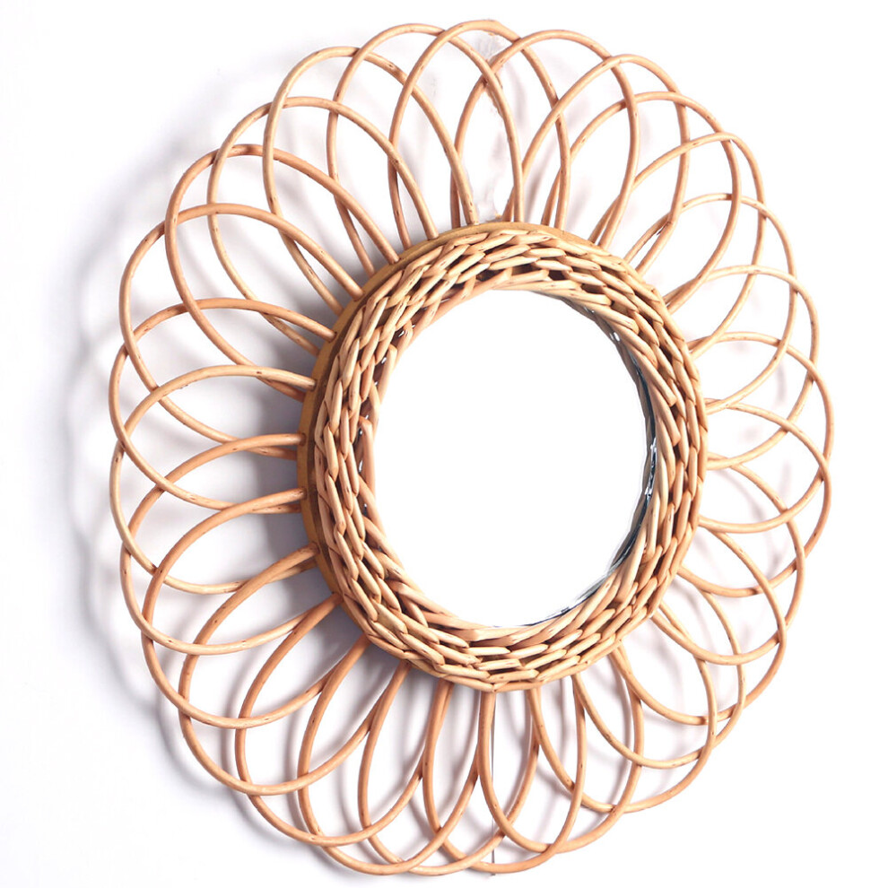 Home Rattan Plaited Art Living Room Nordic Style Makeup Decorative Mirror Wall Hanging Bedroom Bathroom Photography Prop