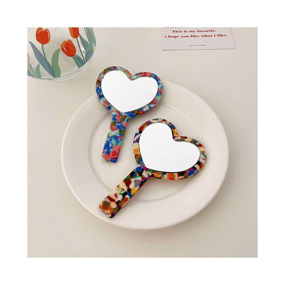 Ins Decorative Mirror Girls Vintage Handbag Small Makeup Heart Tortoise Acetate Daily Makeup Mirror - Image 6