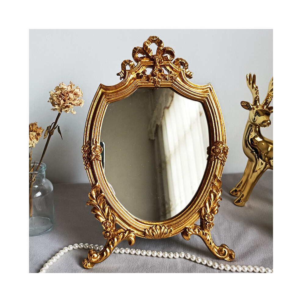 Ins Large Round Resin Make-up Mirror Vintage Living Room Home Decorative Table Mirror Dressing Bedroom Standing Mirror - Image 3