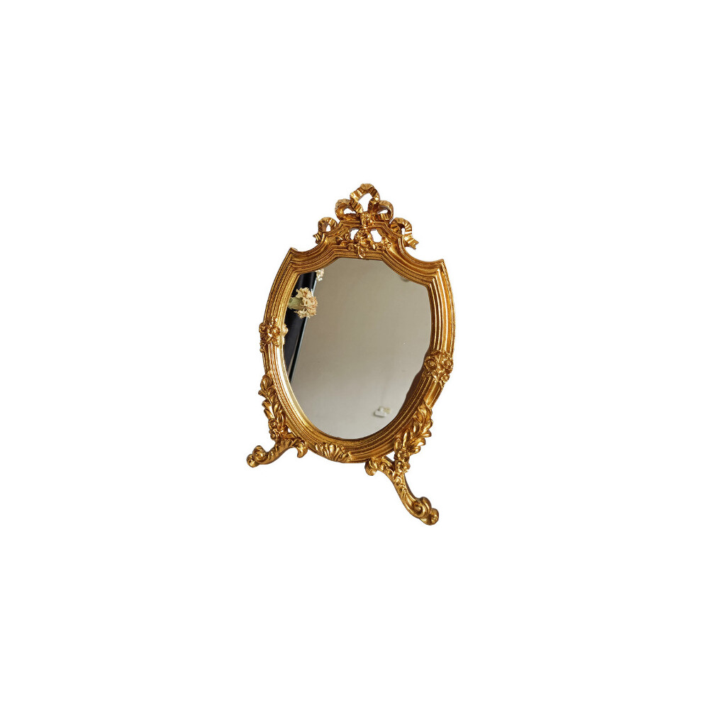 Ins Large Round Resin Make-up Mirror Vintage Living Room Home Decorative Table Mirror Dressing Bedroom Standing Mirror