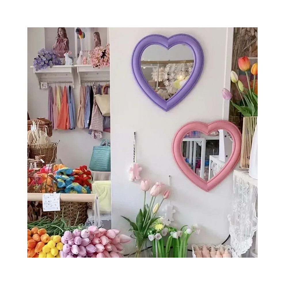 Ins Love Heart Cosmetic Mirror Wall Hanging Dormitory Dressing Mirror Home Decor Living Room Decorative Mirrors for Girls - Image 2