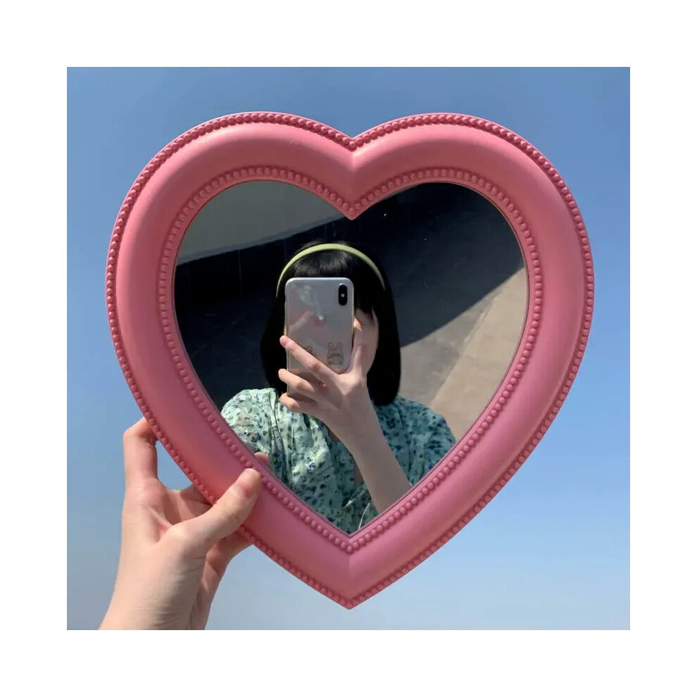 Ins Love Heart Cosmetic Mirror Wall Hanging Dormitory Dressing Mirror Home Decor Living Room Decorative Mirrors for Girls - Image 3
