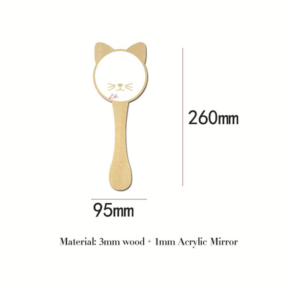 Ins Nordic Wooden Rabbit Heart Bear Butterfly Cat Children Women Handheld Acrylic Makeup Mirror Girl Home Decoration Artwork Toy