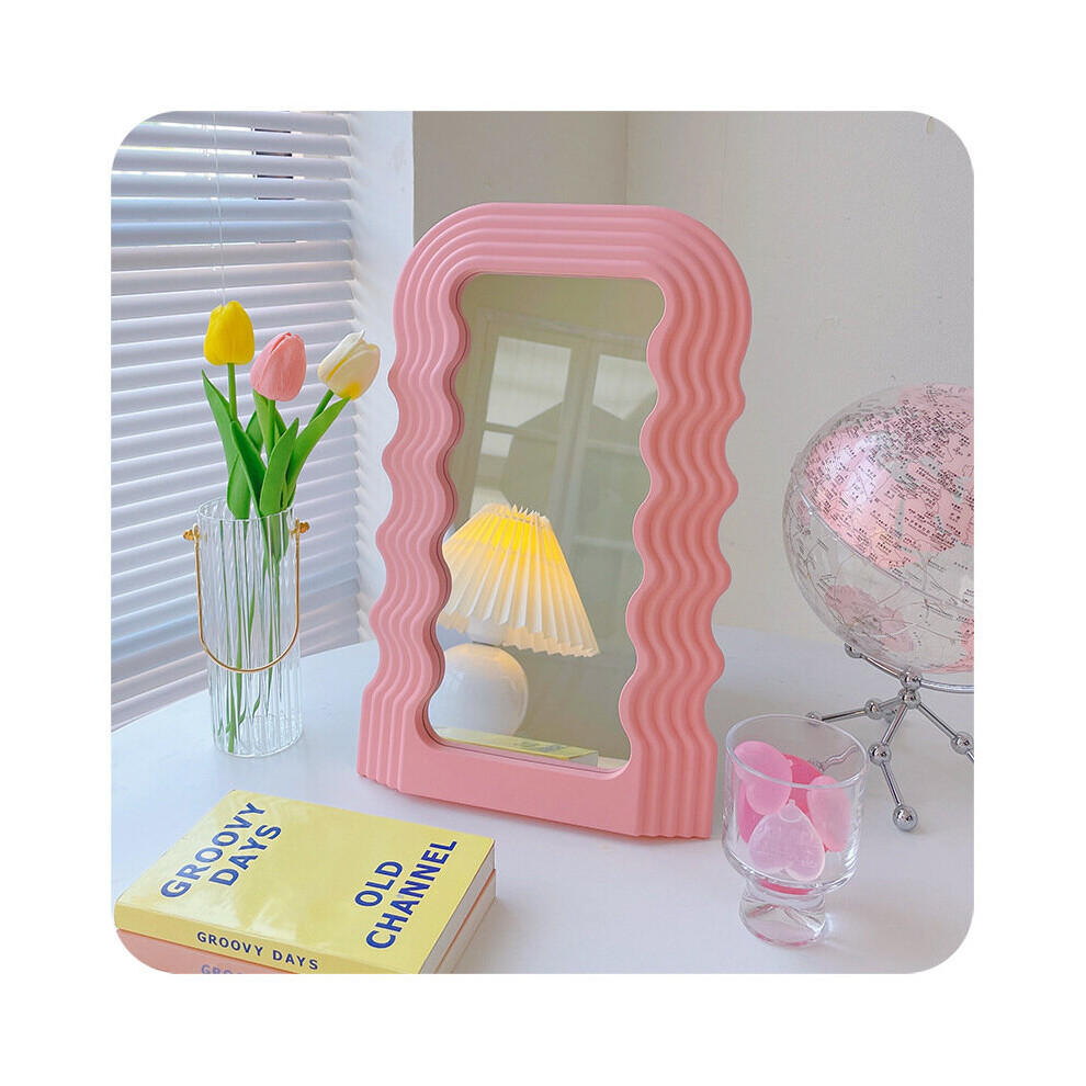Ins Style Desktop Wave Mirror Cosmetic Mirror Bathroom Mirror Decorative Mirror Plastic Framed Mirrors for Home Wall Mirror - Image 5