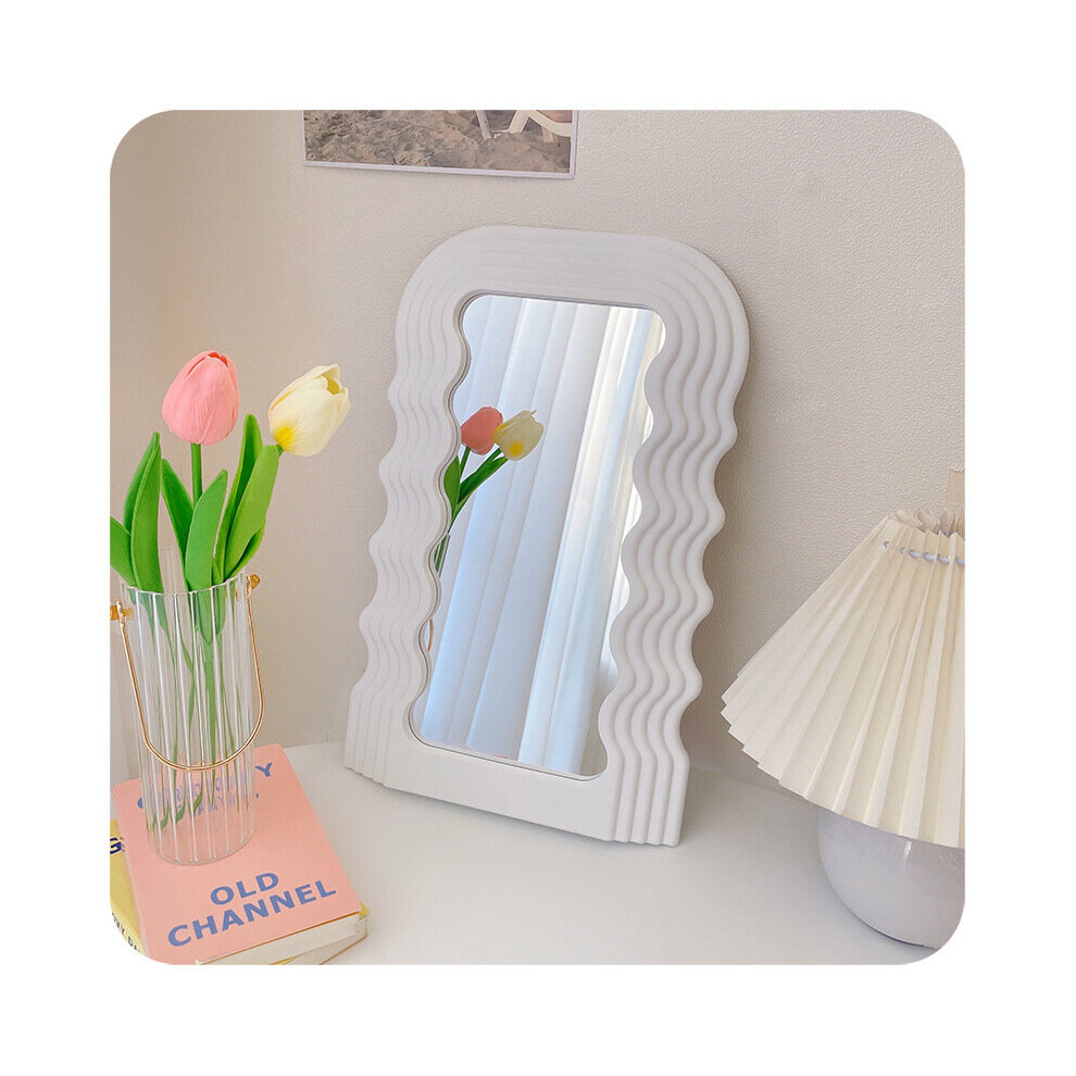 Ins Style Desktop Wave Mirror Cosmetic Mirror Bathroom Mirror Decorative Mirror Plastic Framed Mirrors for Home Wall Mirror