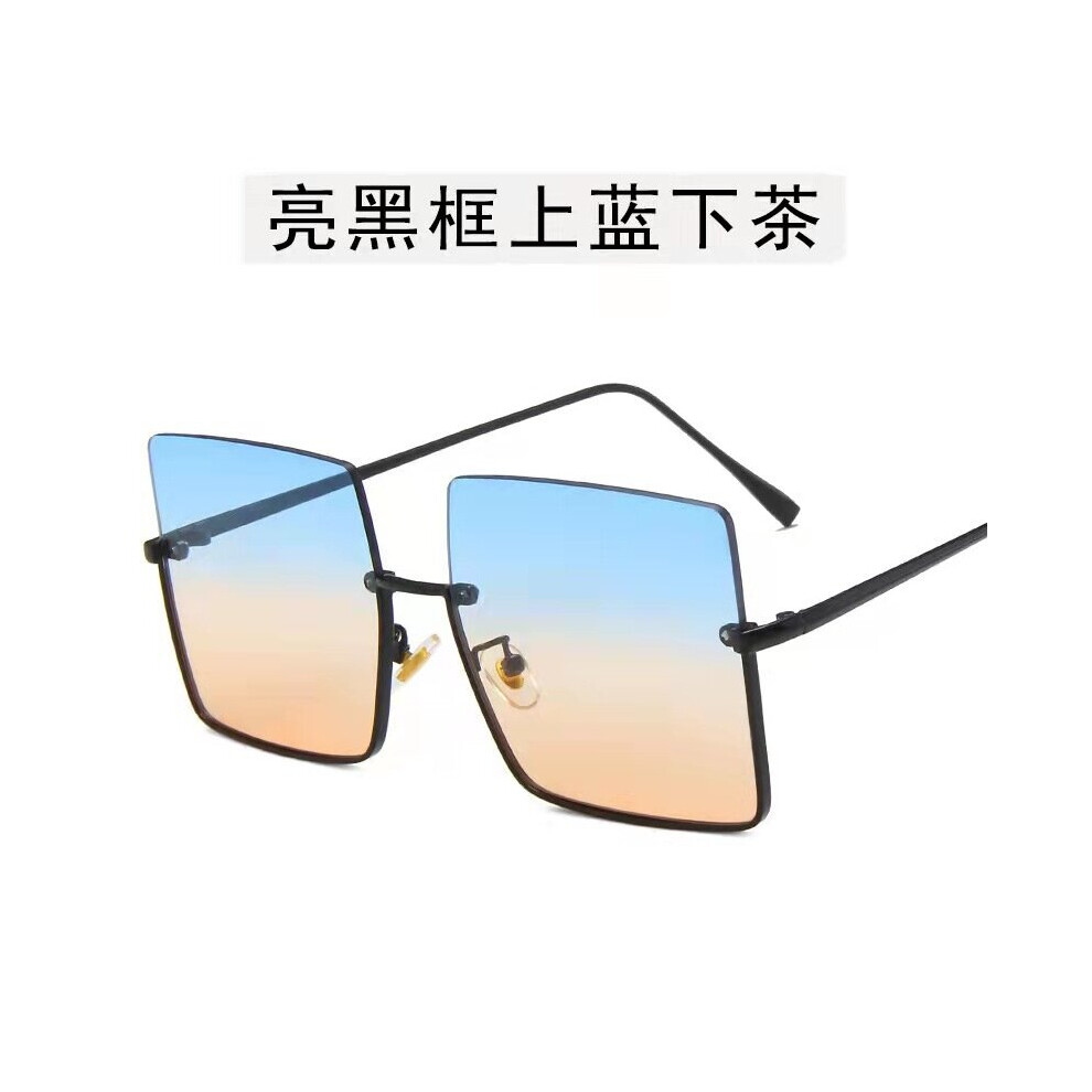 ins sunglasses womens retro Hong Kong big frame sunglasses metal half frame trimmed online glasses
