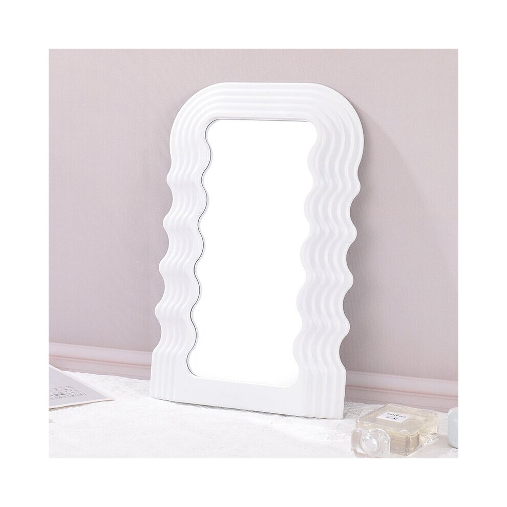 Ins Wave Decorative Mirror Makeup Mirror Irregular Cosmetic Mirrors Desktop Ornament for Dormitory Bedroom Bathroom Home Decor