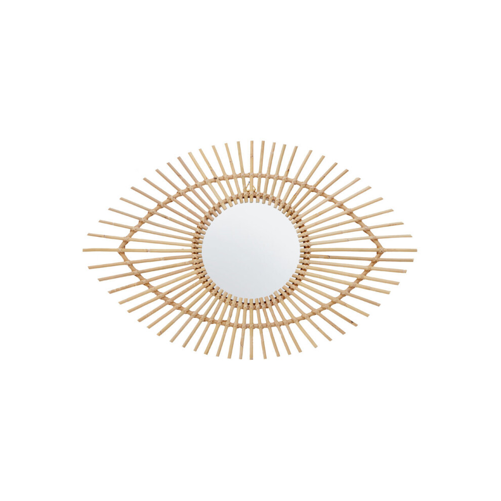 Interiors by Premier Natural Rattan Eye Shapped Wall Mirror, Rattan Frame Large Wall Mirror, Unique Wooden Frame Mirror