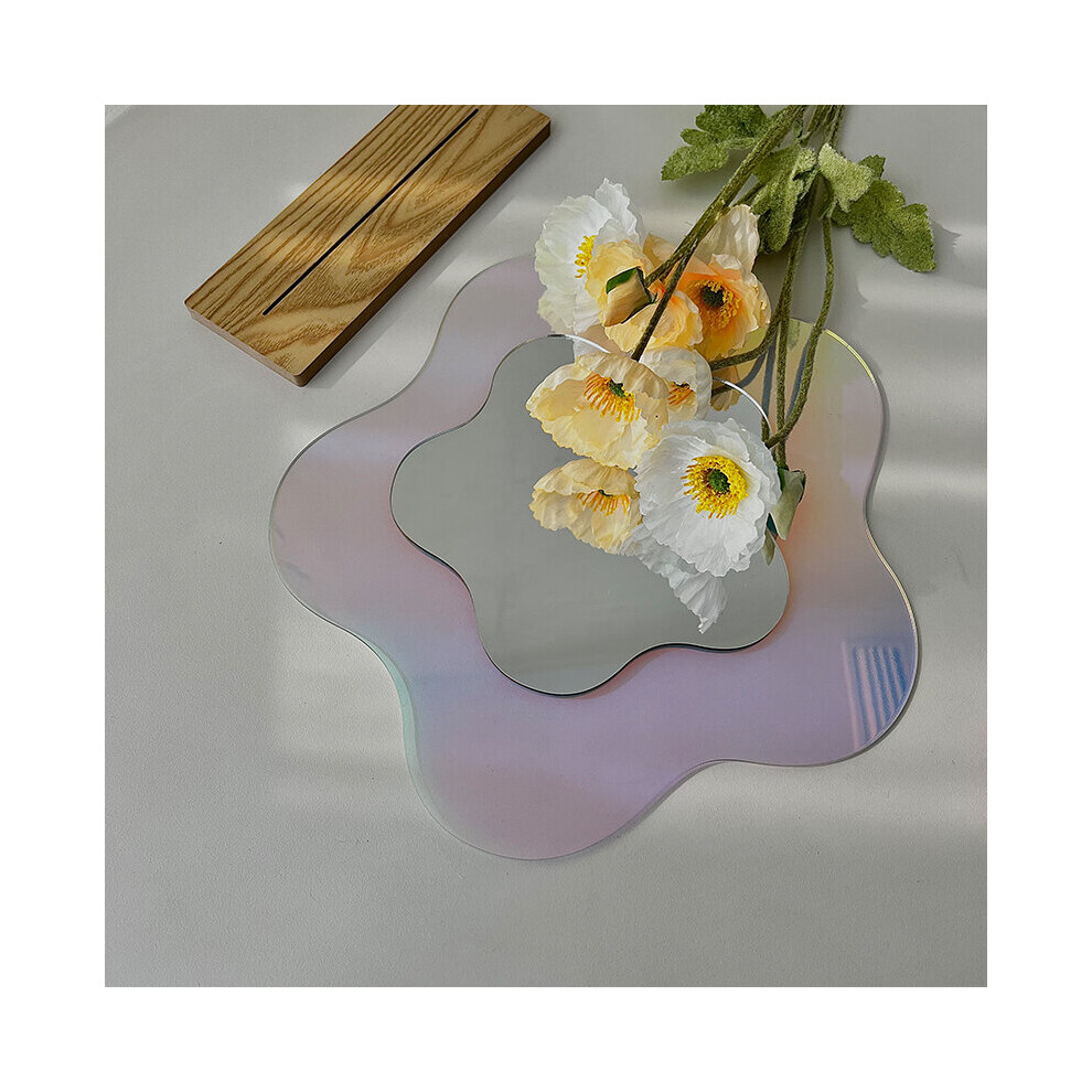 Irregular Flower Mirror Acrylic Makeup Mirror Wall Hanging Decorative Mirror for Dormitory Bedroom Desktop Ornament Home Decor