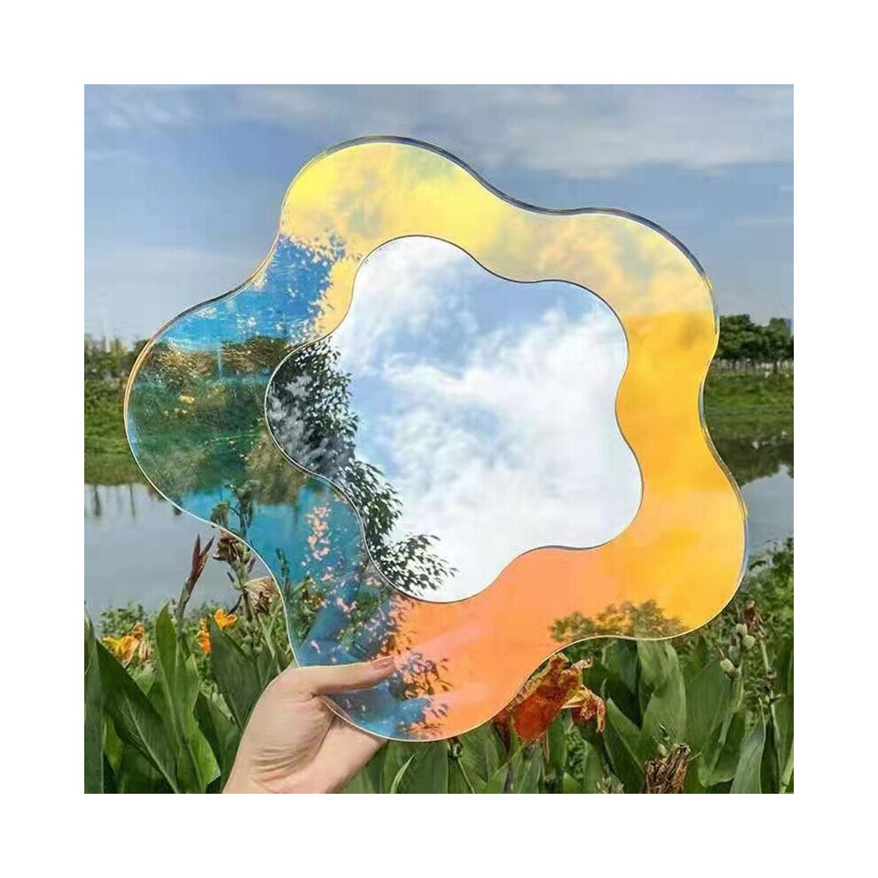Irregular Flower Mirror Acrylic Makeup Mirror Wall Hanging Decorative Mirror for Dormitory Bedroom Desktop Ornament tray - Image 5
