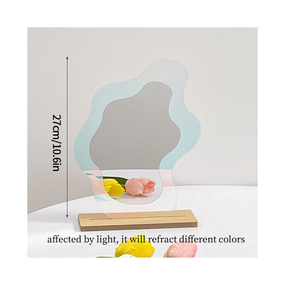 Irregular Flower Mirror Acrylic Makeup Mirror Wall Hanging Decorative Mirror for Dormitory Bedroom Desktop Ornament tray