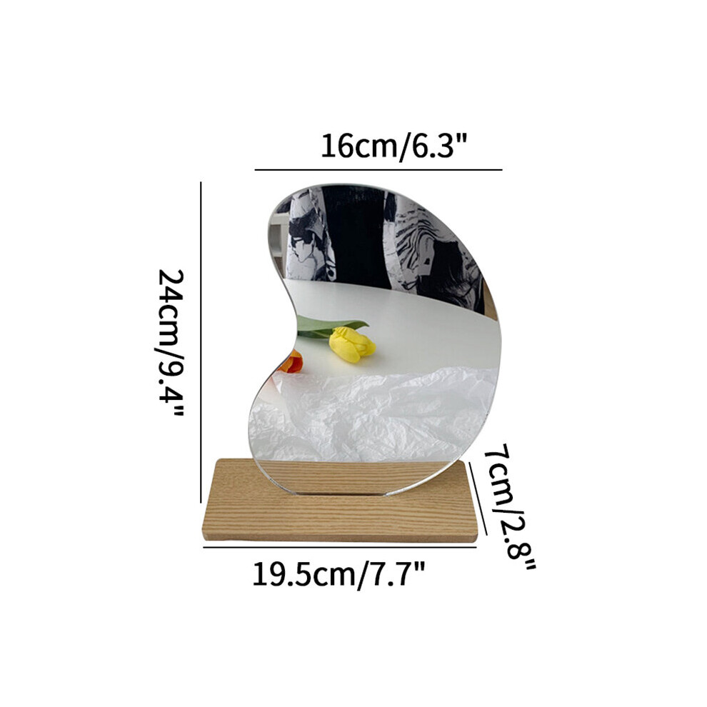 Irregular Makeup Mirror Ins Dressing Mirrors Acrylic Lens with Wooden Base Tabletop Standing Decorative Beauty Tools