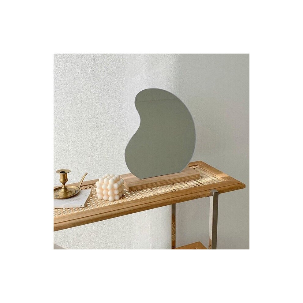 Irregular Mirror Desktop Wooden Make-Up Mirror Home Decoration Mirror Ins Style