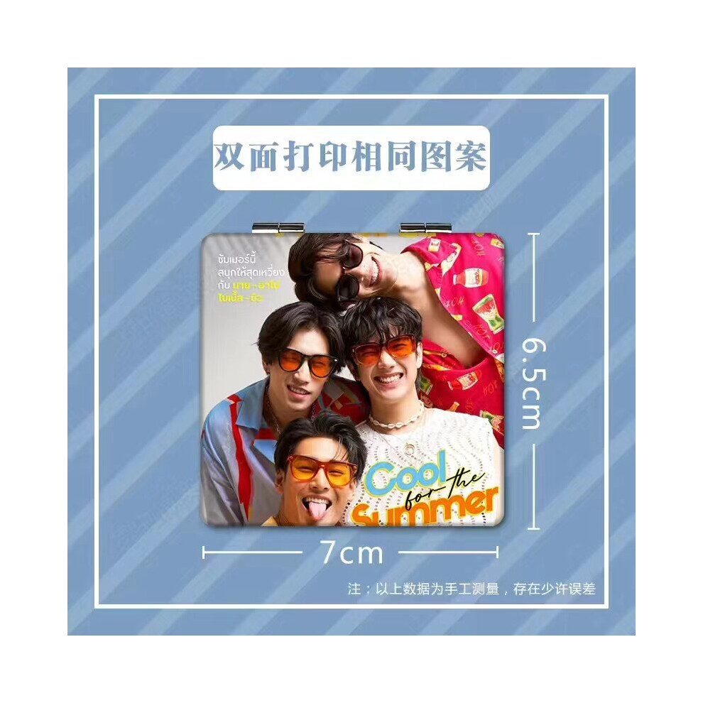 Jeffbarcode Poster Hand-held Makeup Mirror Thai KinnPorsche The Series Drama Stills Convenient Portable Folding Double-sided