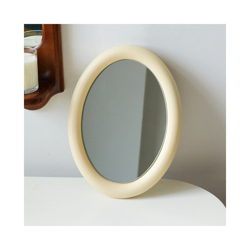 JOYLOVE Nordic Style Round Makeup Mirror Vintage Natural Wood Frame Desktop Dressing Make Up Mirror Table Room Decoration Photo - Image 2