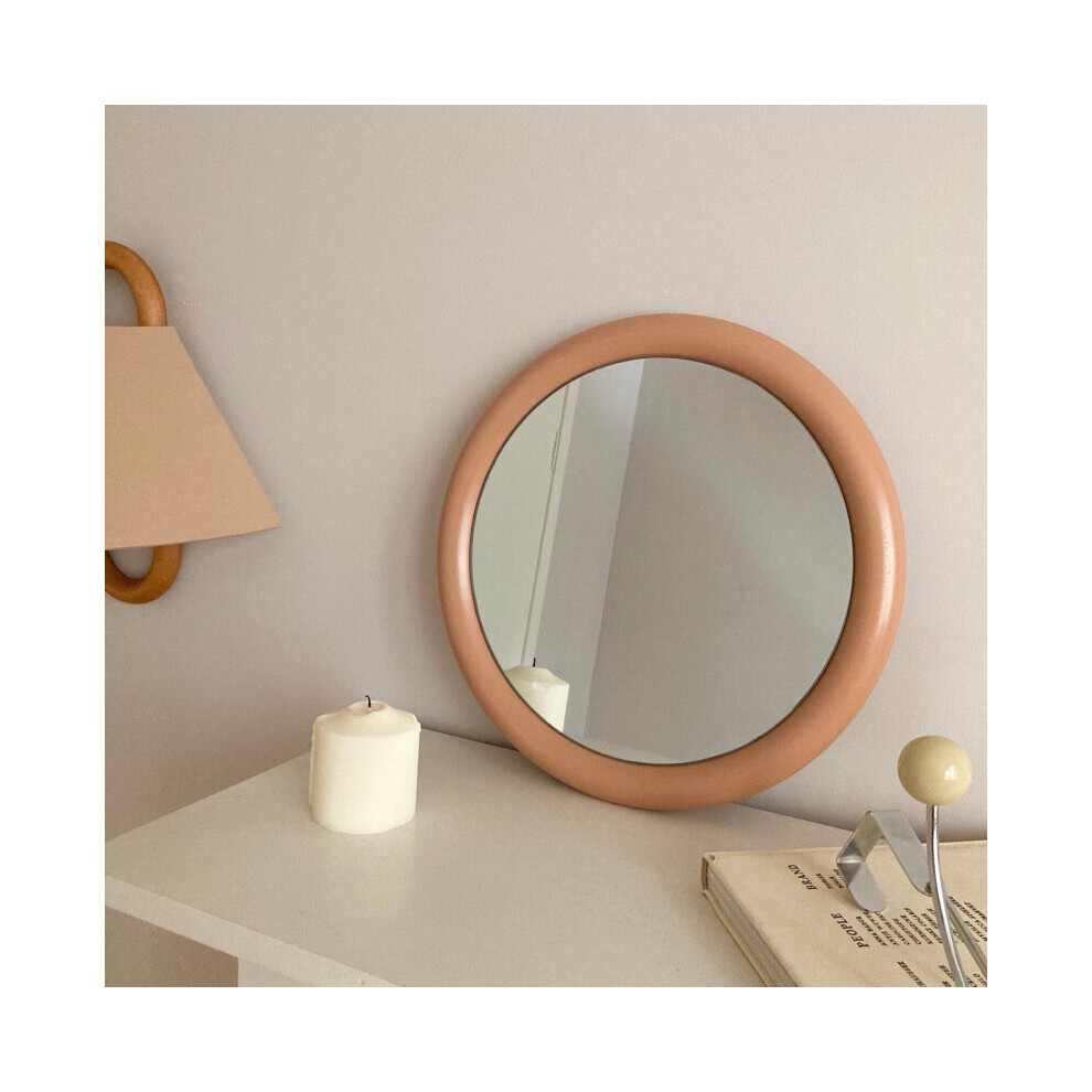 JOYLOVE Nordic Style Round Makeup Mirror Vintage Natural Wood Frame Desktop Dressing Make Up Mirror Table Room Decoration Photo - Image 3