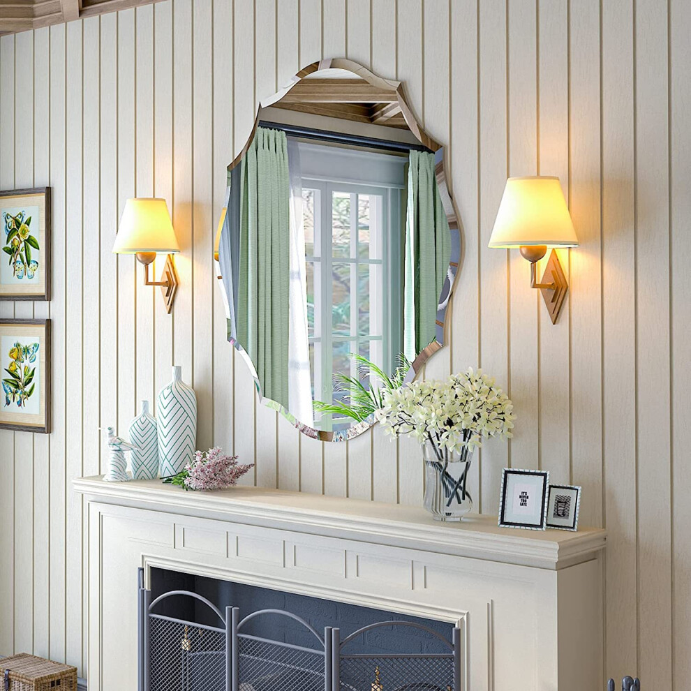 (L9(800X630mm)) Decorative Scalloped Wall Mirror Frameless
