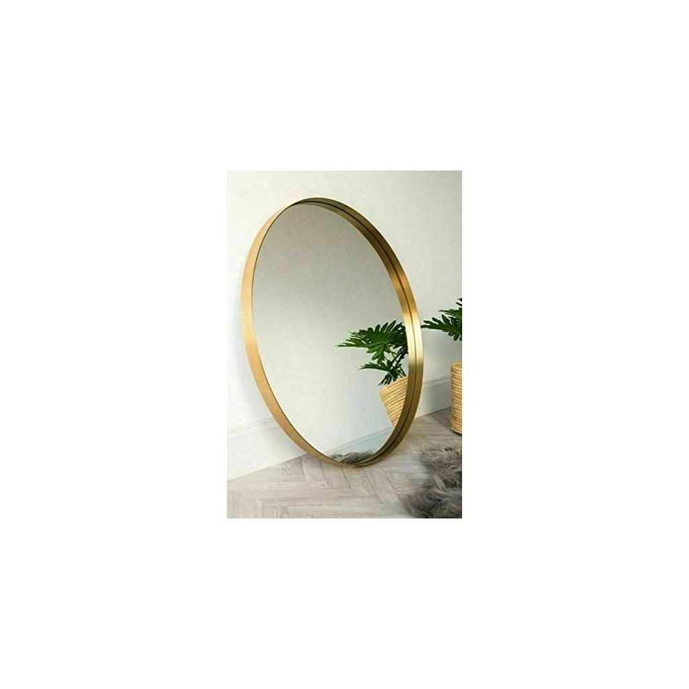 Large 80cm Large Round Gold Wall Mounted Mirror Aluminium Frame Bathroom Living Room A Must have Mirror very good size