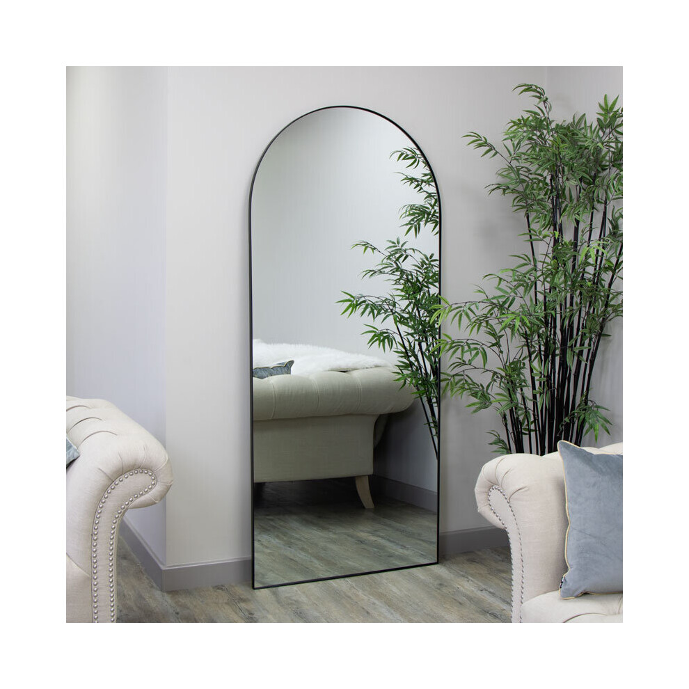 Large Black Arched Mirror 183cm x 80cm