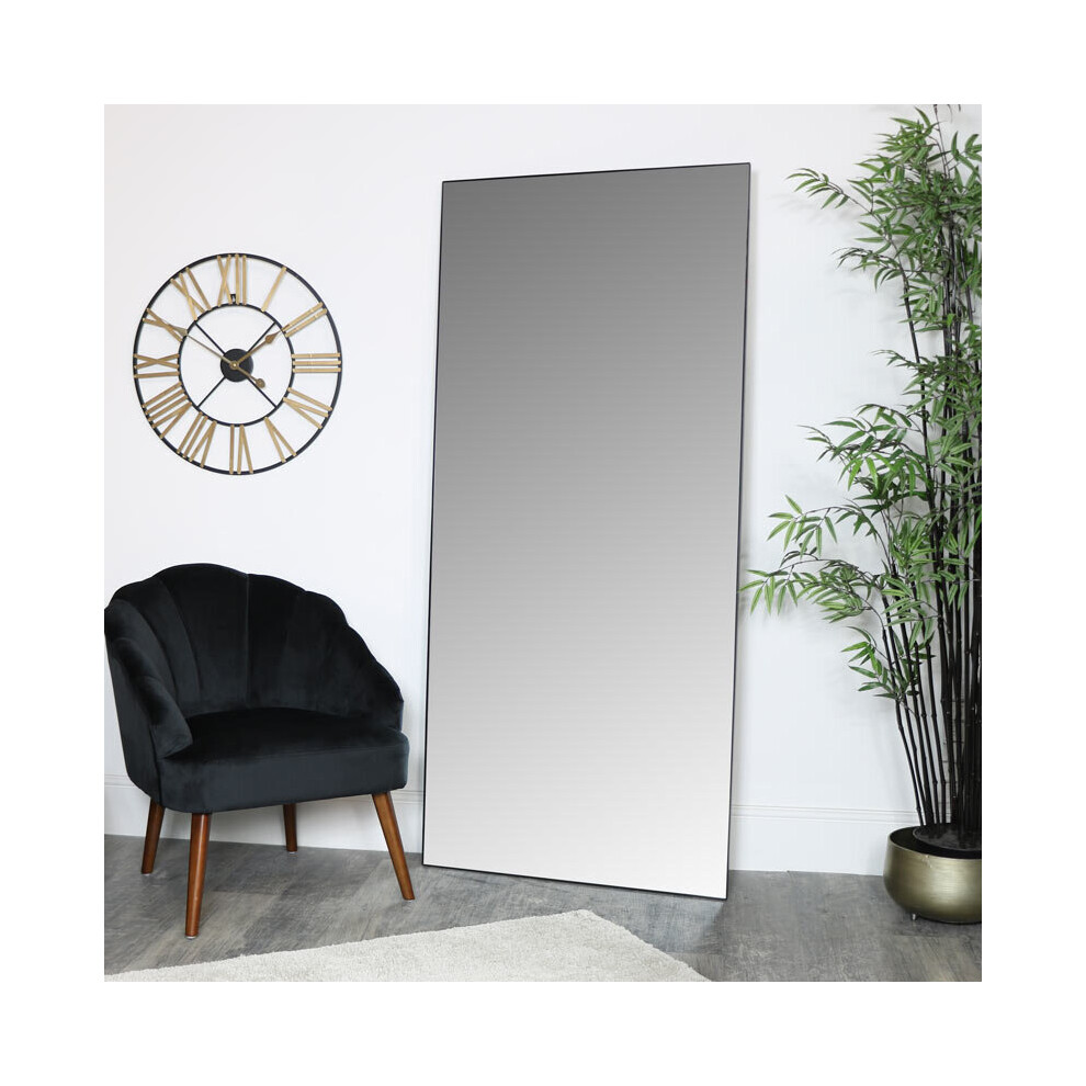 Large Black Thin Framed Leaner Mirror 80cm x 180cm