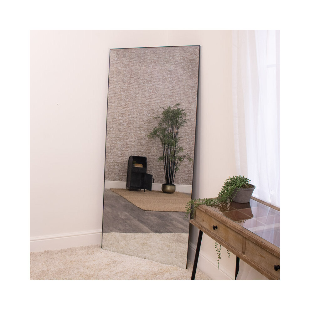Large Black Thin Frameless Leaner Mirror 80cm x 180cm