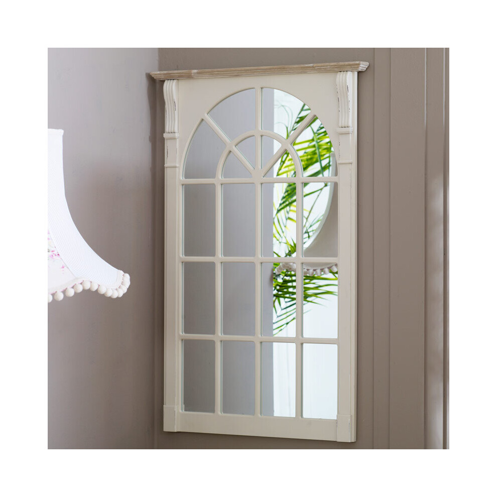 Large Cream Window Style Wall Mirror - Lyon Range 66cm x 100cm