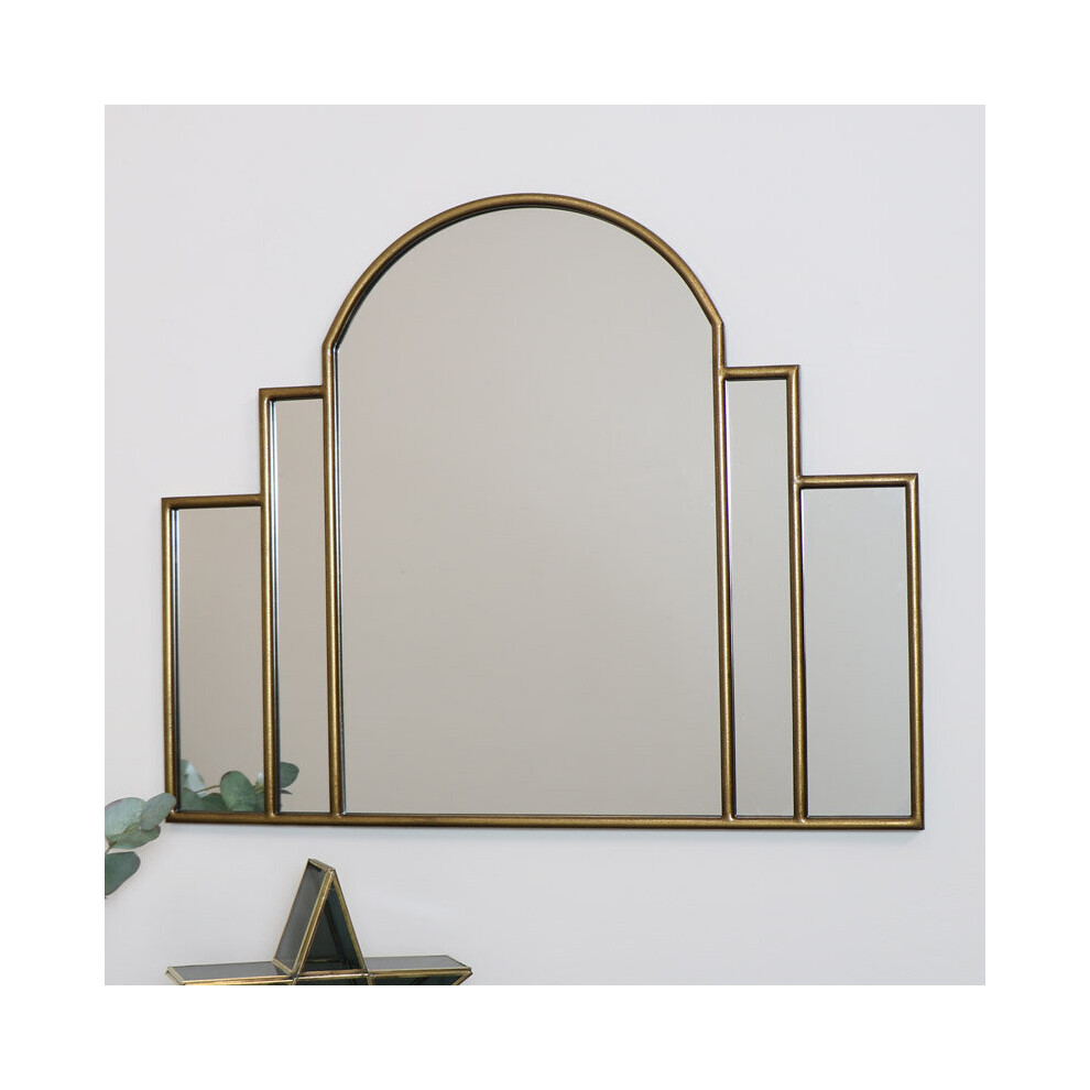 Large Gold Art Deco Arch Fan Mirror 80cm x 65cm