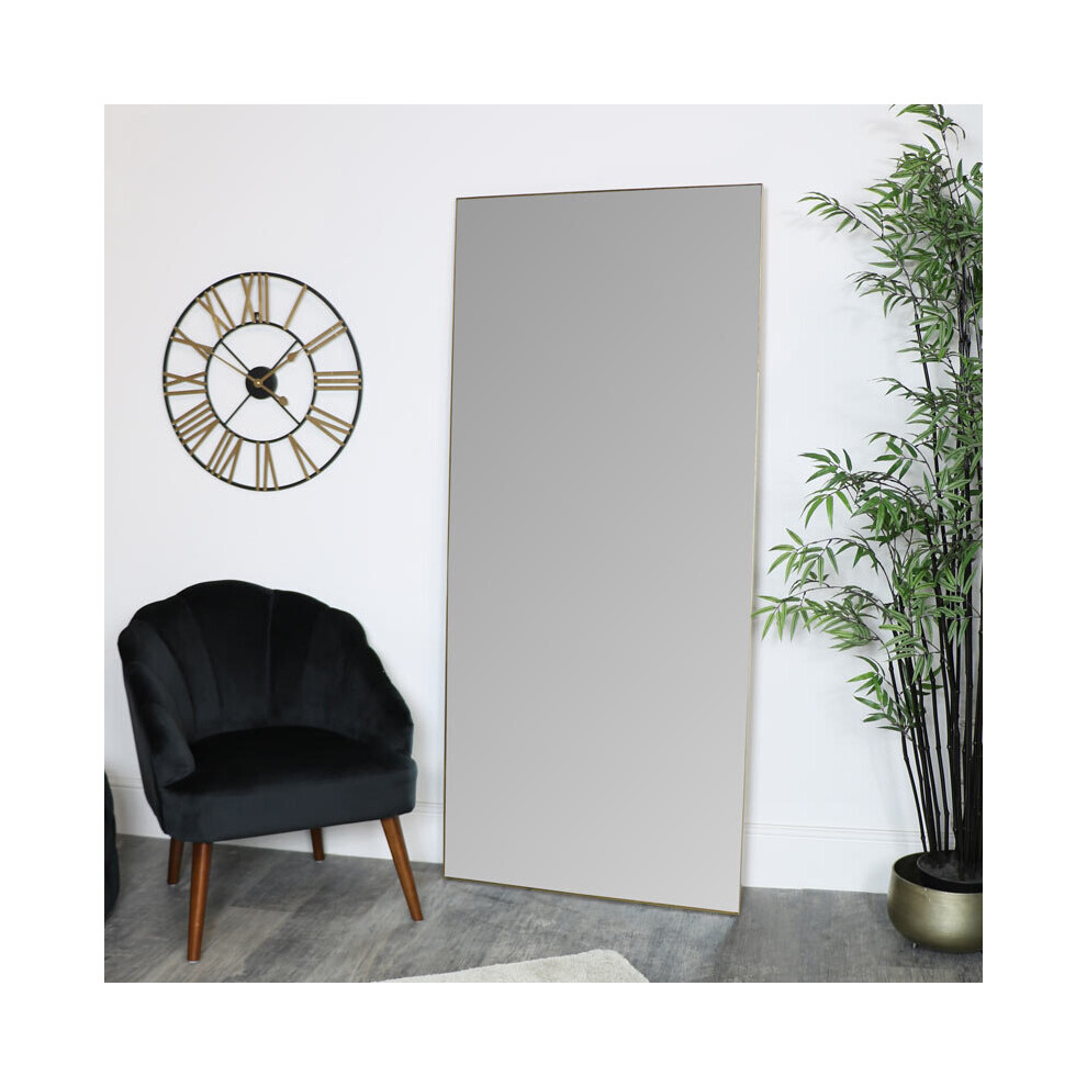 Large Gold Thin Framed Leaner Mirror 80cm x 180cm
