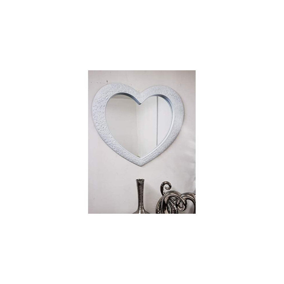LARGE HEART SHAPE WALL MIRROR WHITE HOME DECOR LIVING ROOM WALL MIRROR HEART WALL MIRROR